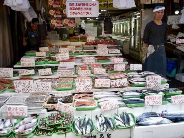 Fish market in Ueno, Tokyo, Japan