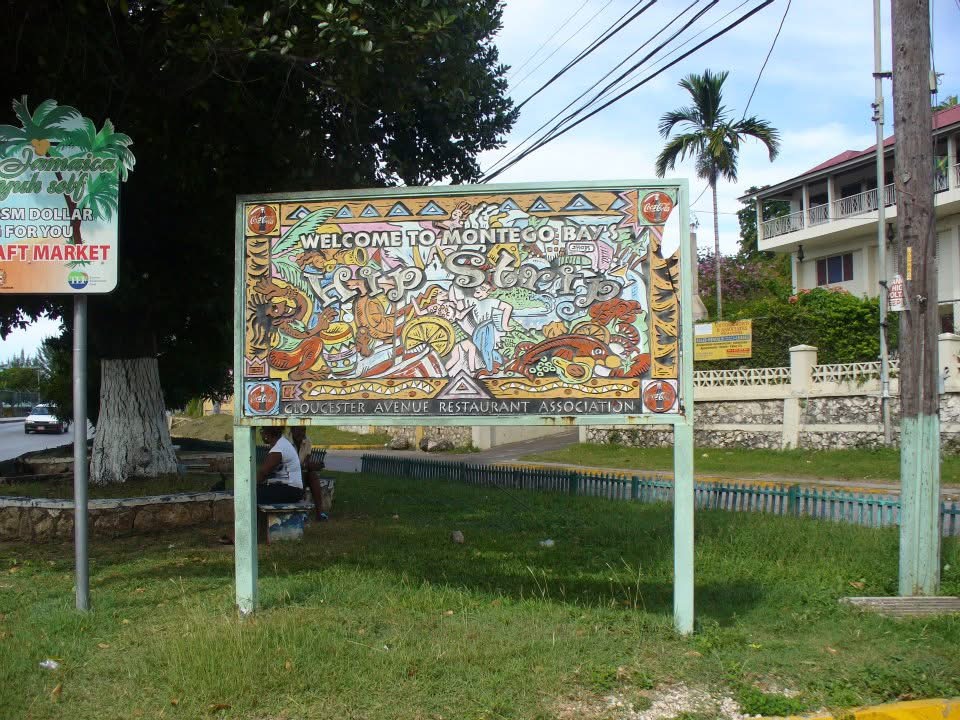 Welcome to Montego Bay’s Hip Strip wooden sign 