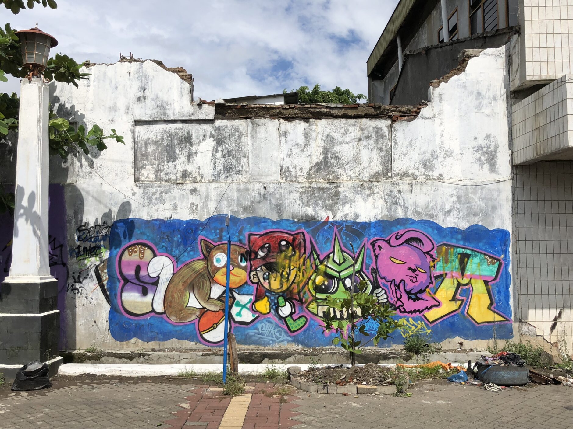 Colourful mural in the city of Semarang on the island of Java, Indonesia