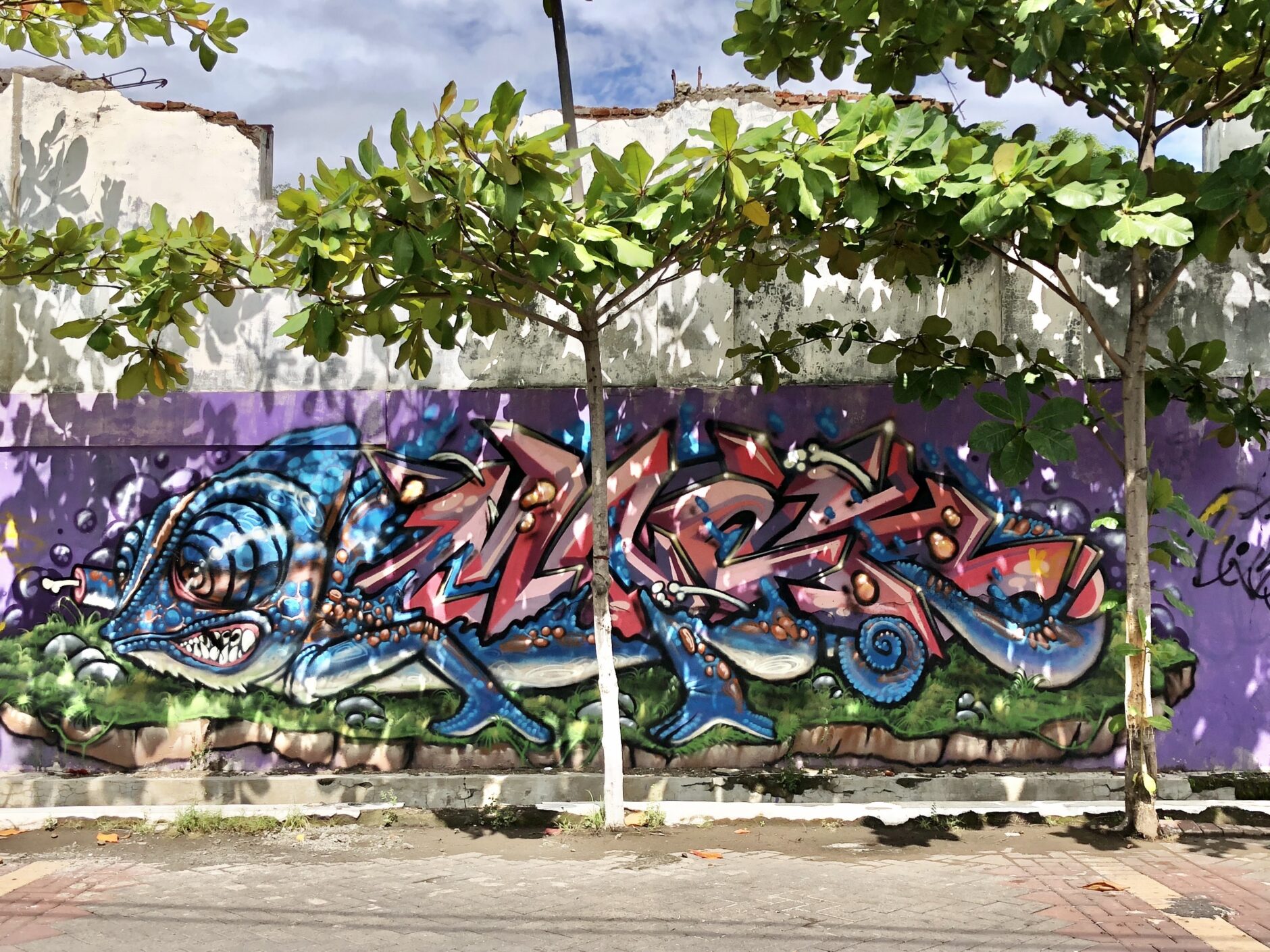 Street art mural in Semarang on the island of Java, Indonesia