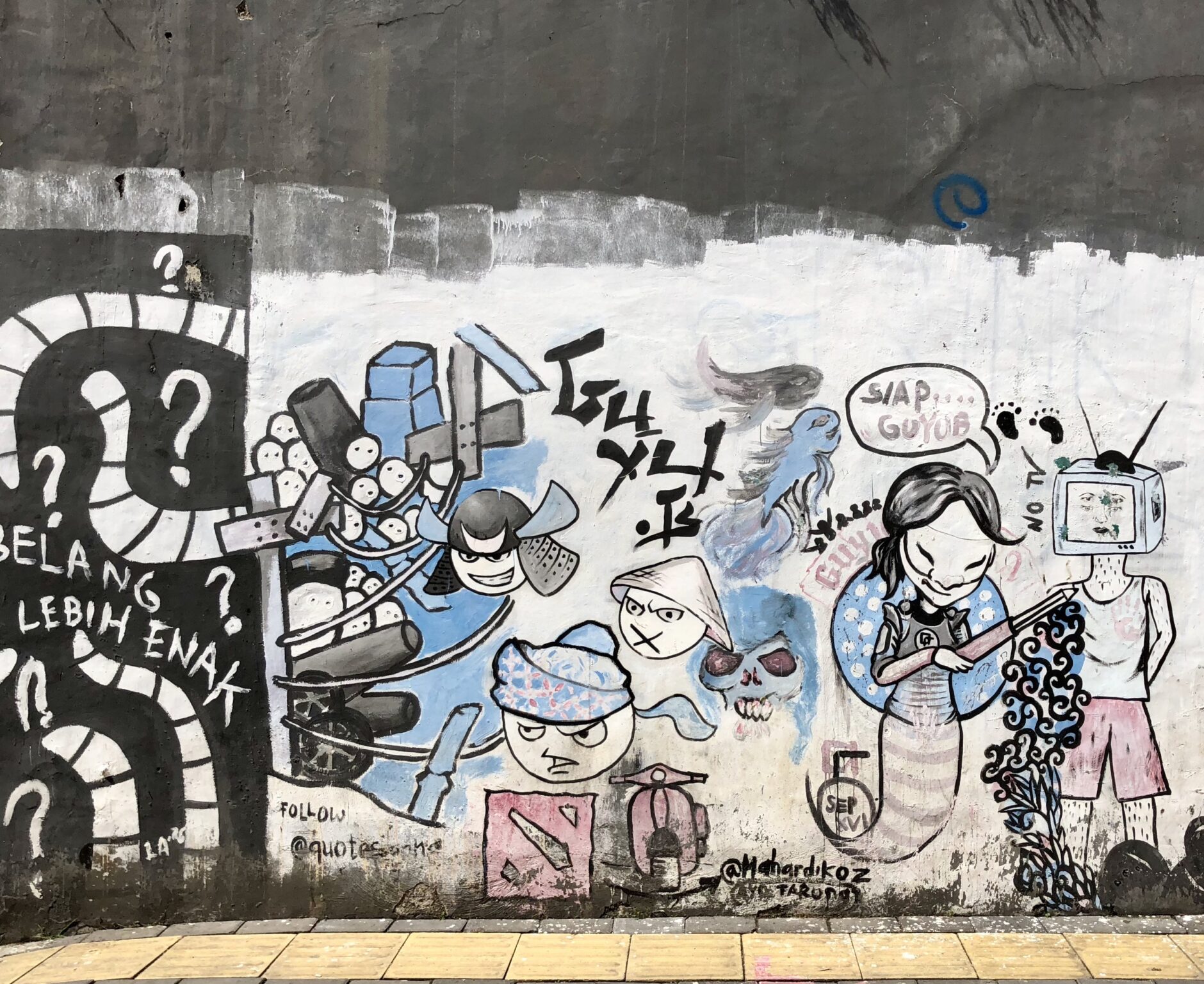 Street art mural in the city of Semarang on the island of Java, Indonesia